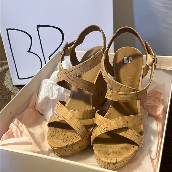 BP Beige Cork Wedges - Picture 2 of 3